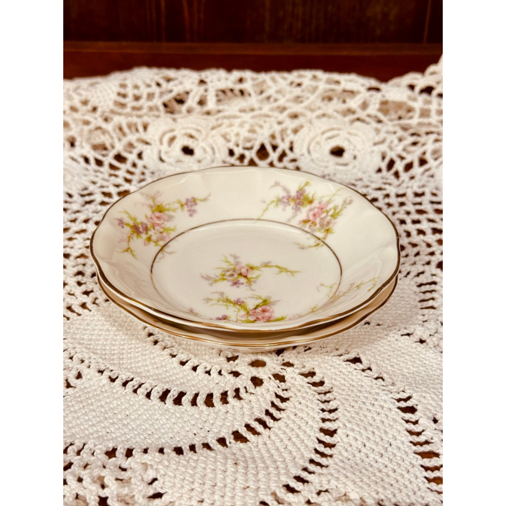Vintage Butter Pat Fruit Dish Sauce Bowl Theodore Haviland “Rosalinde” Set Of 2